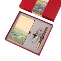 江山丝绸本+窗花U盘+红木笔
