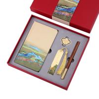 江山丝绸本+书扣+书签+红木笔